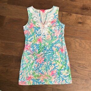 Colorful Sleeveless Dress with Embroidered Neckline